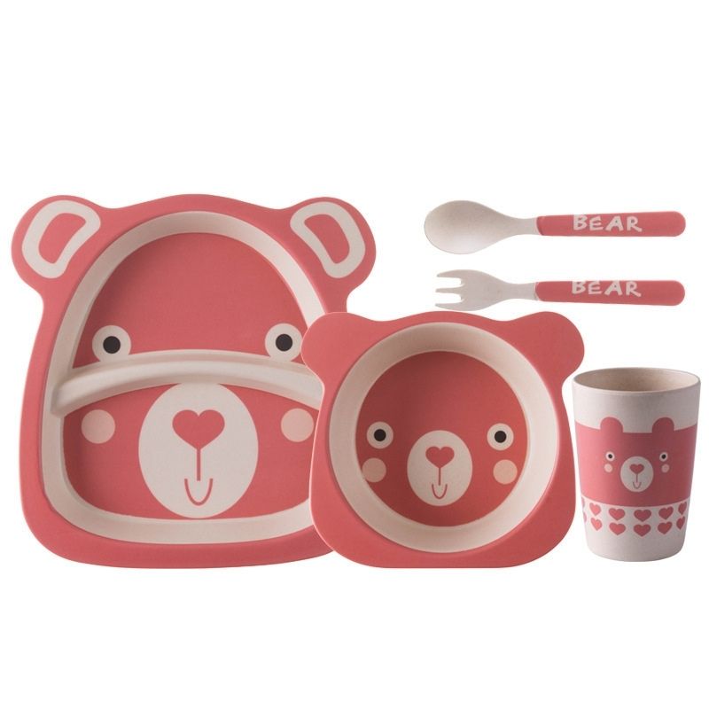 Bamboo Fiber Children's Animal Motive Tableware Set