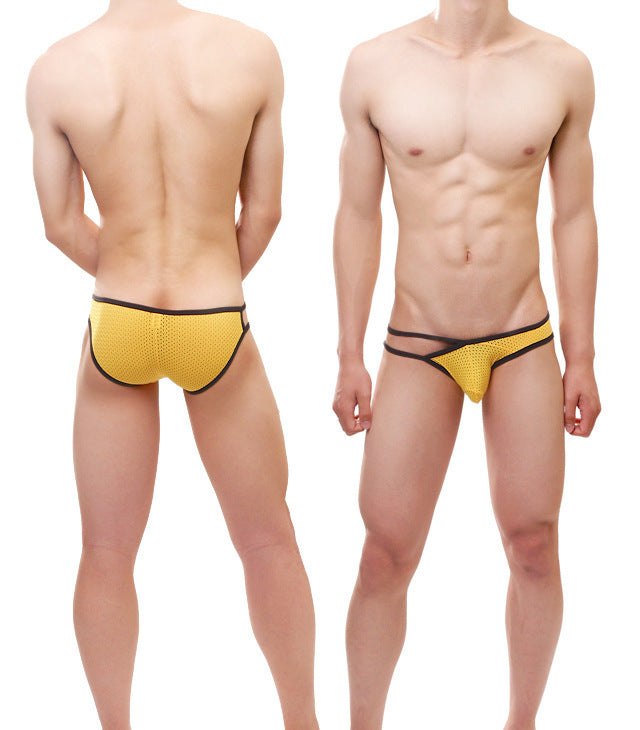 Sporty Sexy Bamboo Fiber Breathable Hole Men's Briefs