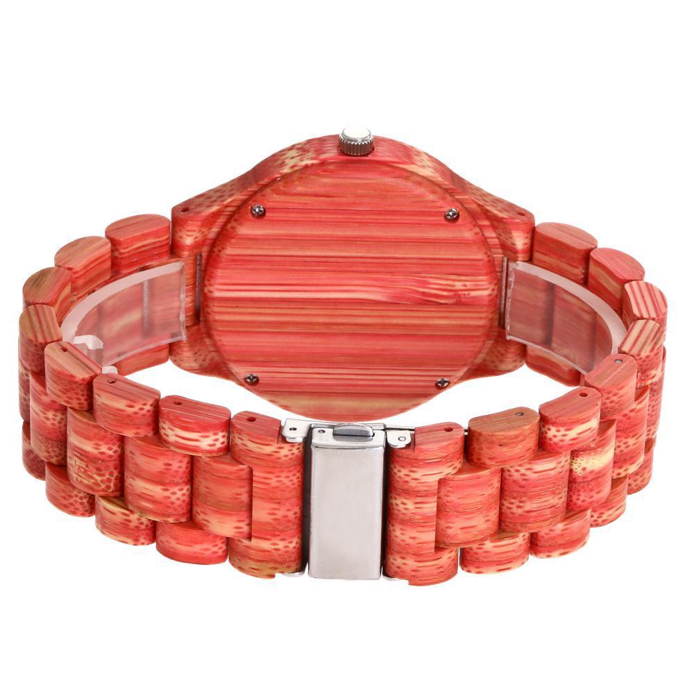 Showing the Back of the Bamboo Fashion Colorful Watch