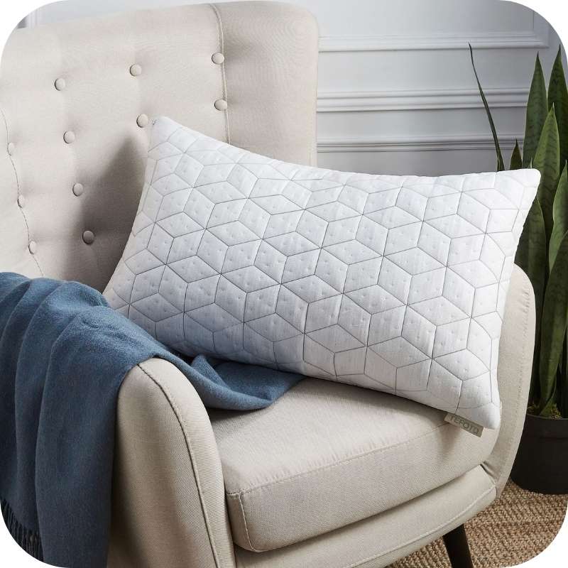 Bamboo memory pillow on a chair