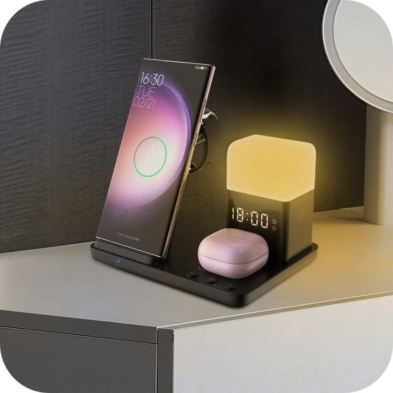 6-in-1 Wireless Charger | Night Lamp & Alarm Clock for Fast Charging