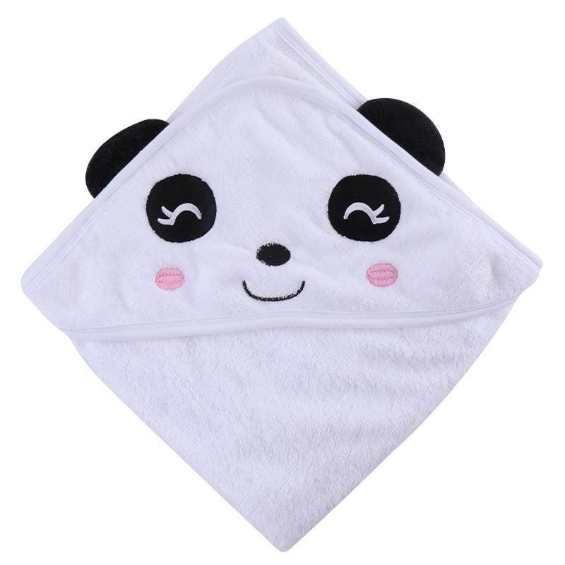 Showing the Closeup Panda Bamboo Fiber Cartoon Bath Towel with Cloak Hood