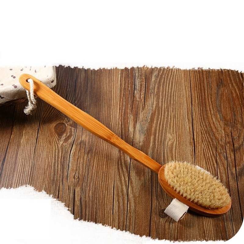 Close-up view of the Bamboo Removable Bath Brush—highlighting premium craftsmanship, eco-friendly materials, and gentle exfoliating bristles for a refreshing bath experience