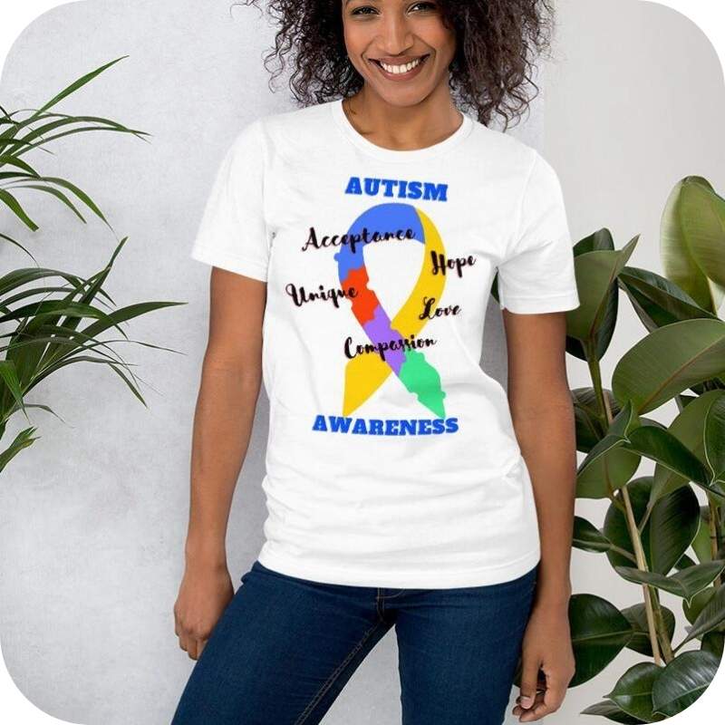 Showing the Front View of the Autism Awareness Unisex T-shirt