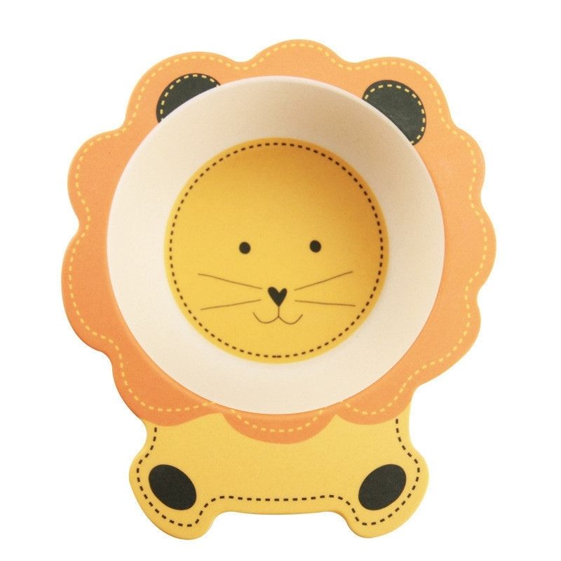 Showing the Lion design of the Bamboo Fiber Children's Bowls for Fun Meals
