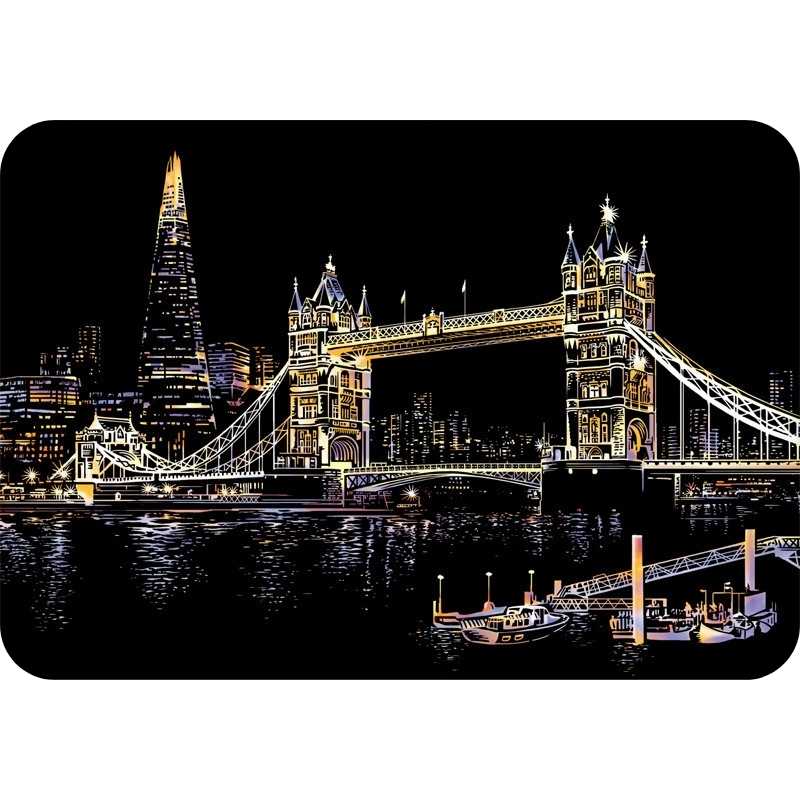 Showing the London Bridge Scratch Painting the City night Life