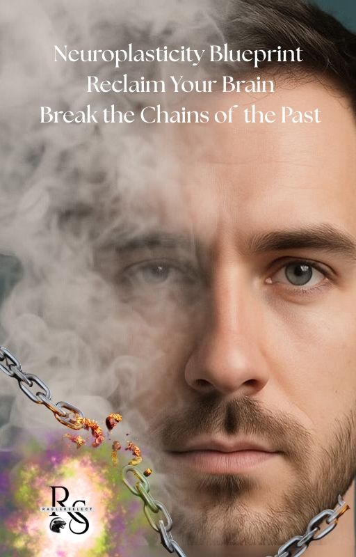 Man with chains and smoke, text about neuroplasticity blueprint, Reclaim Your Brain, Break the Chains of the Past