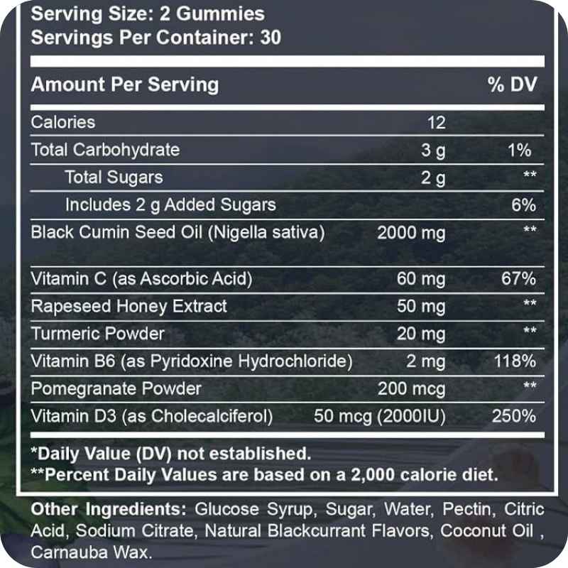 Black Cumin Seed Oil Gummies – Immune & Gut Support
