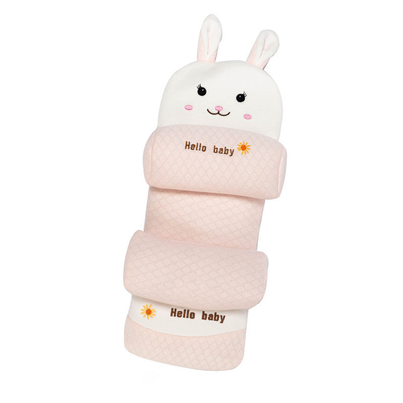 Showing the Pink Rabbit Bamboo Fiber Cartoon Anti-Roll Baby Pillow