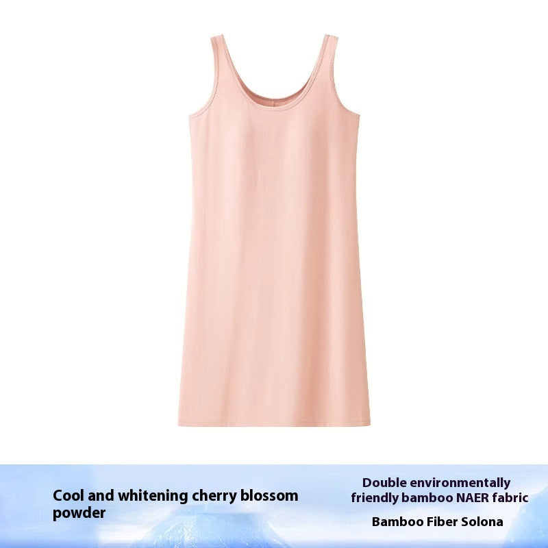 Pink tank top on a white background with product details text.