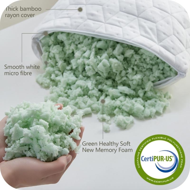 Showing green polyurethane stuffing