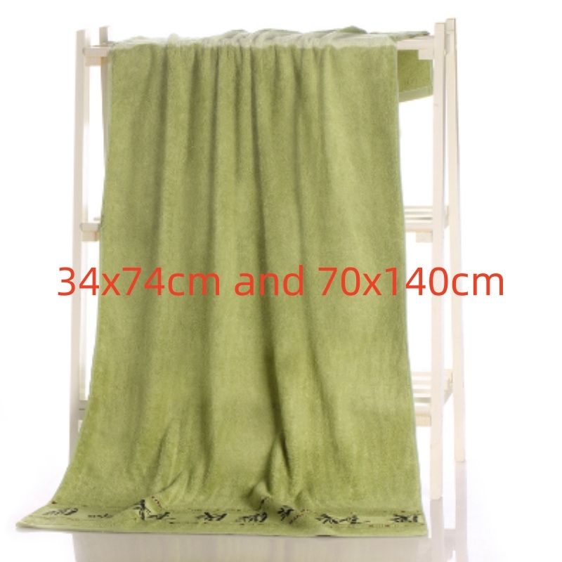 "Various sizes of Green Bamboo Charcoal fiber bath towels—luxuriously soft, eco-friendly, and highly absorbent for a sustainable lifestyle