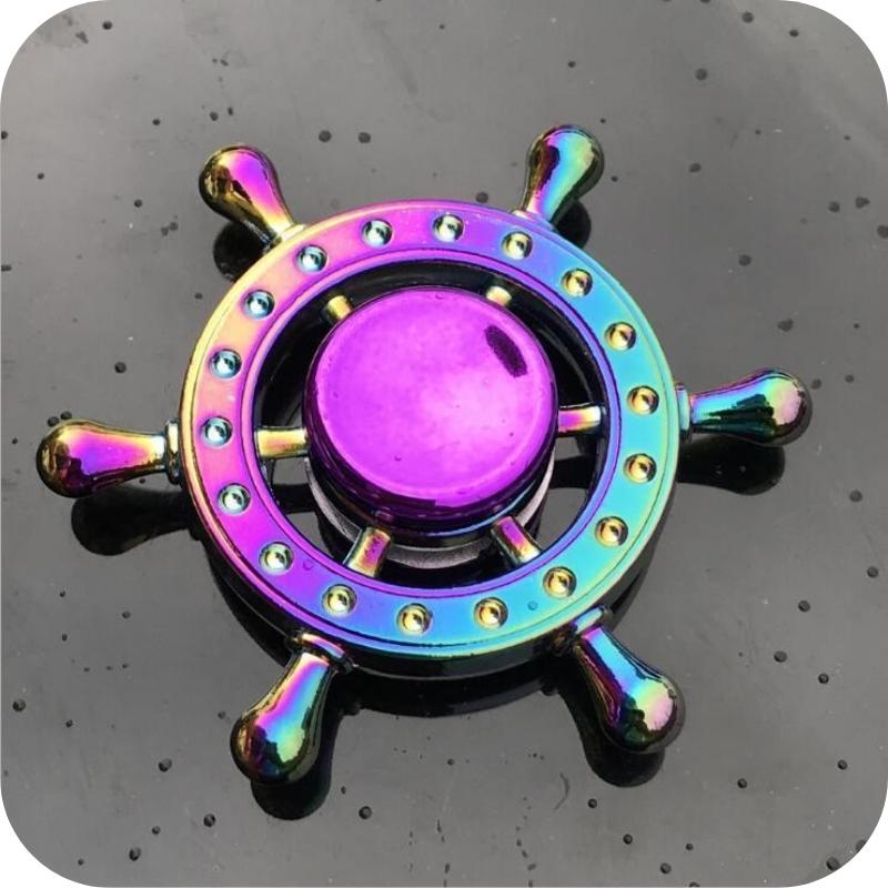 Showing the Top view of the H Adhd Autism Finger Toy Rainbow Tri Focus FidgetSpinner