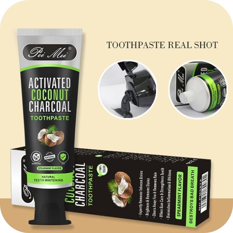 Showing the black color of the Enhanced Bamboo Activated Charcoal Natural Toothpaste