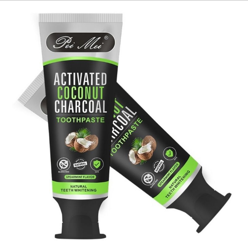 Showing closeup of the Enhanced Bamboo Activated Charcoal Natural Toothpaste tubes