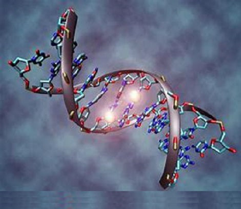 DNA string against a blue background