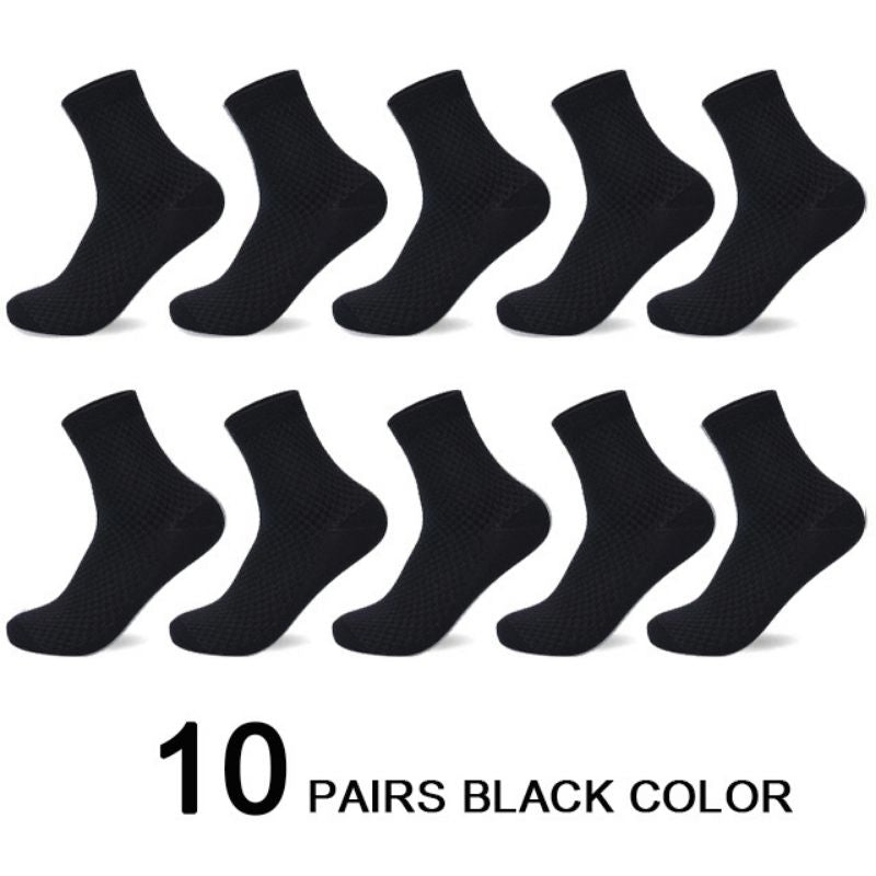 Showing 10 pairs black Bamboo Fiber Men Breathable Socks