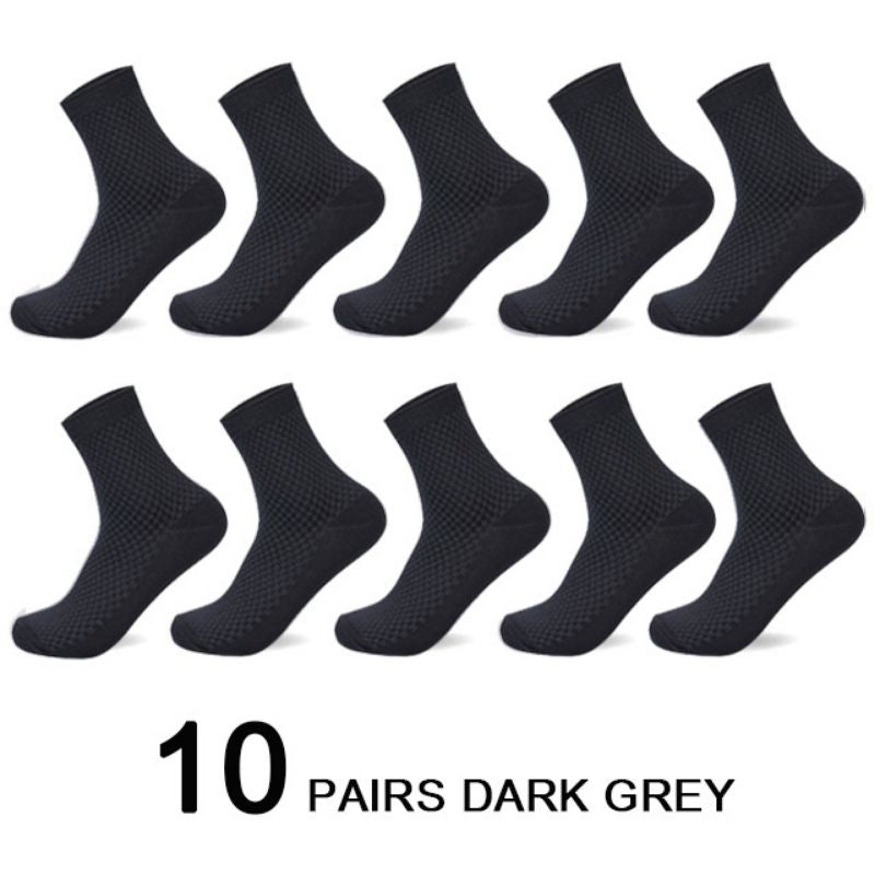 Showing 10 pairs dark grey Bamboo Fiber Men Breathable Socks
