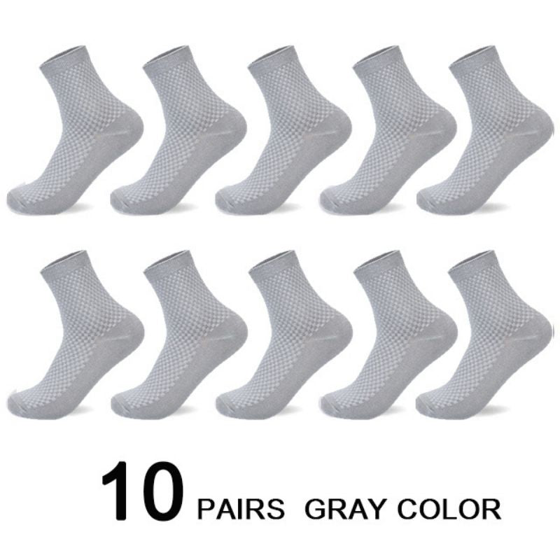 Showing 10 pairs grey Bamboo Fiber Men Breathable Socks