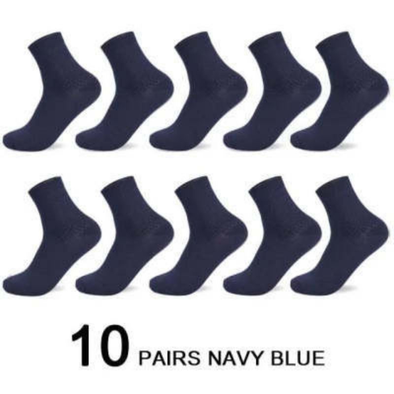 Showing 10 pairs navy blue Bamboo Fiber Men Breathable Socks