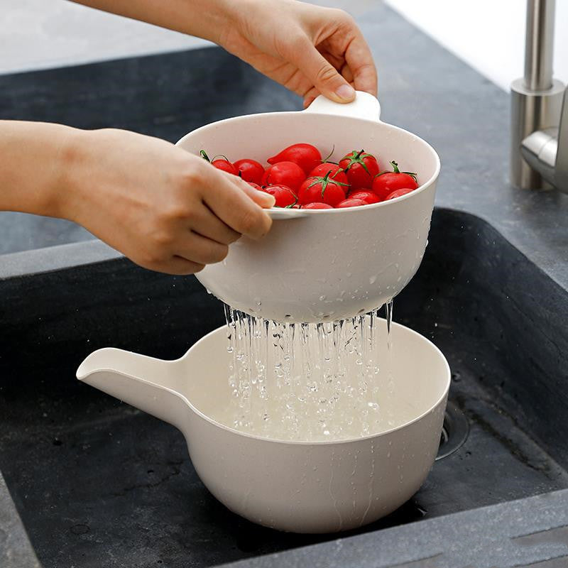 Bamboo Fiber Double-layer Vegetable Sink Drain Basket