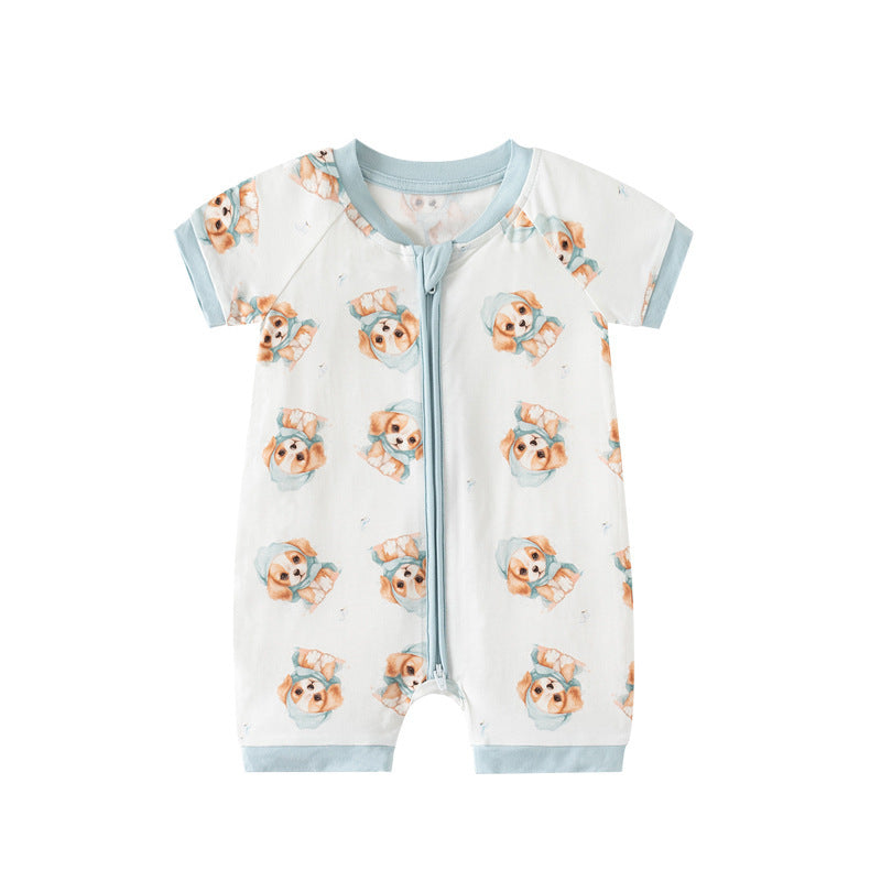 Bamboo Fiber Baby Jumpsuit Short Sleeve Thin Romper