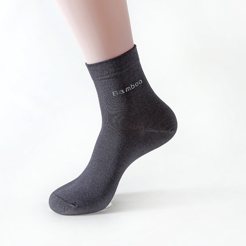 Solid Color Men's Mid-tube Bamboo Fiber Socks