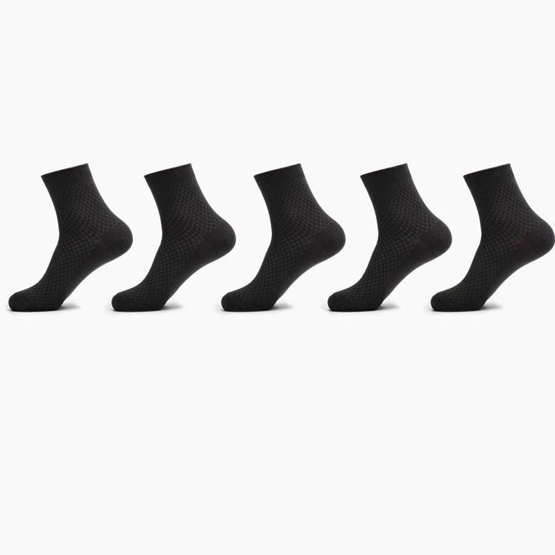 Showing 5 pairs black Bamboo Fiber Men Breathable Socks