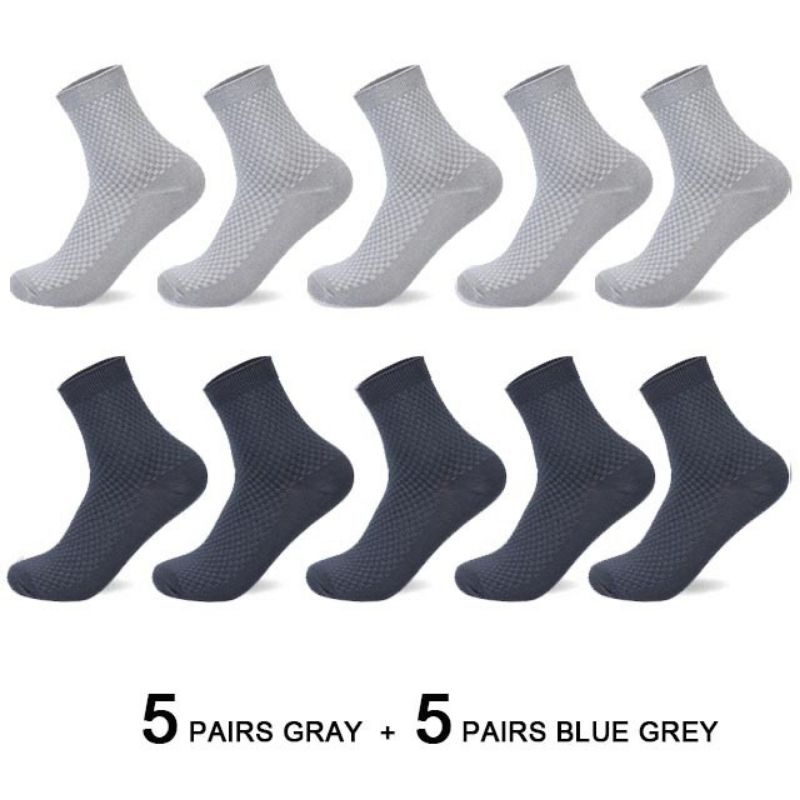 Showing 5 pairs blue grey + grey Bamboo Fiber Men Breathable Socks
