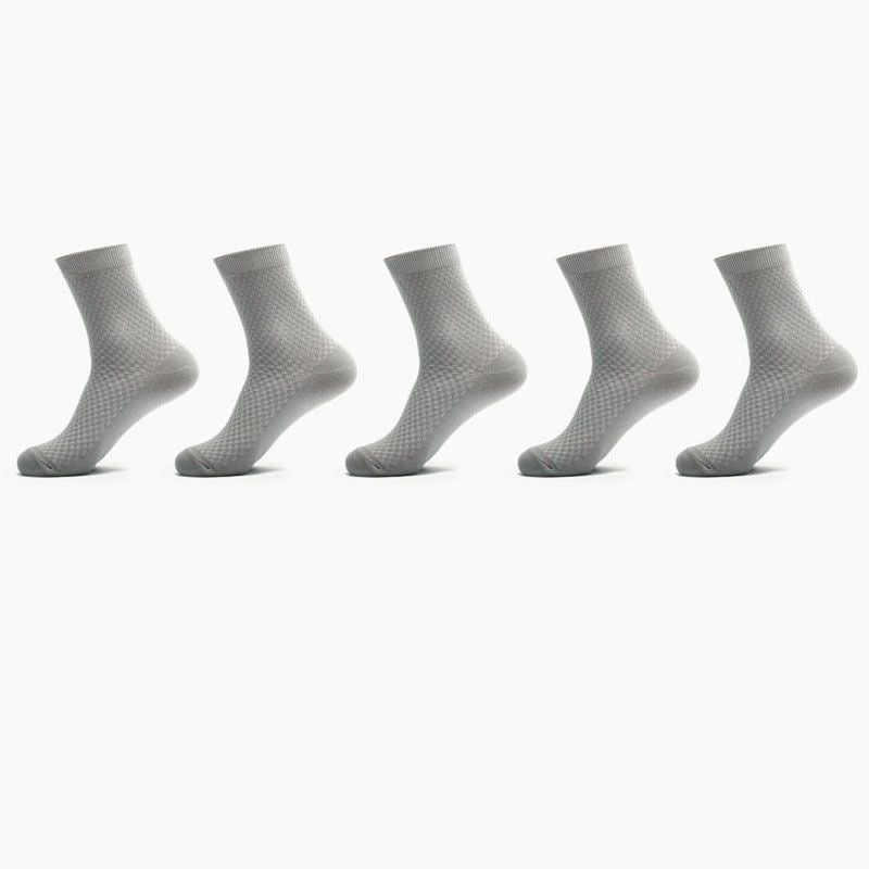 Showing 5 pairs grey Bamboo Fiber Men Breathable Socks