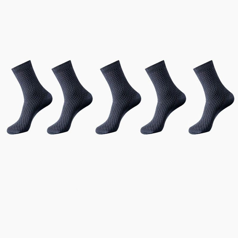 Showing 5 pairs navy blue Bamboo Fiber Men Breathable Socks