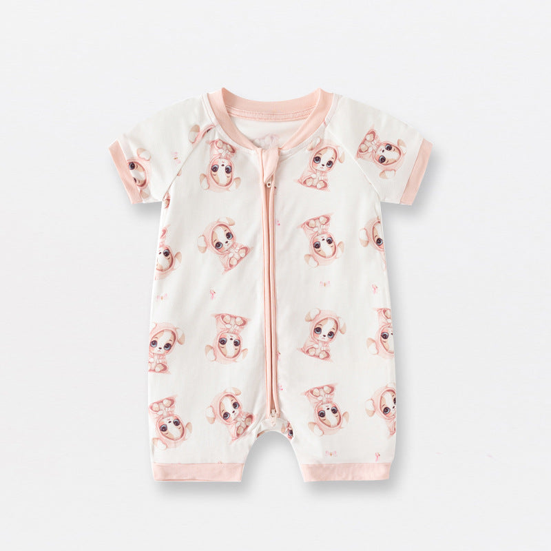 Bamboo Fiber Baby Jumpsuit Short Sleeve Thin Romper