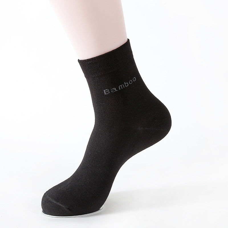 Solid Color Men's Mid-tube Bamboo Fiber Socks