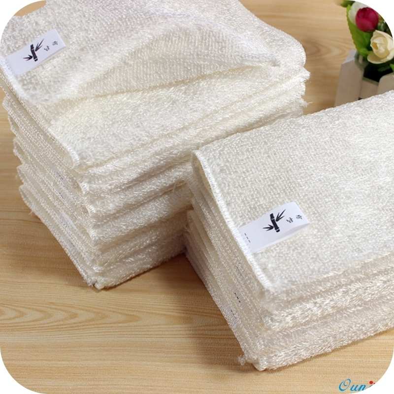 Showing A pile of folded Bamboo Fiber Kitchen Cloths