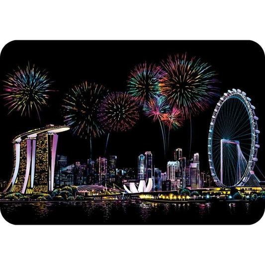 Showing the Amusement Park Scratch Painting the City night Life