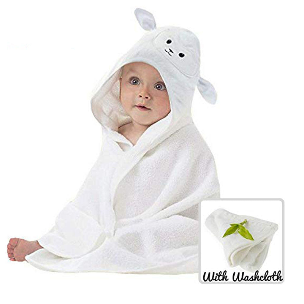 Showing the Bamboo Fiber Baby Cartoon Bath Towel Holding Blanket with Cloth