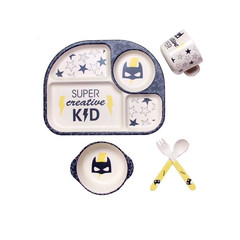 Showing the Batman Design Bamboo Fiber Children's Fun Tableware