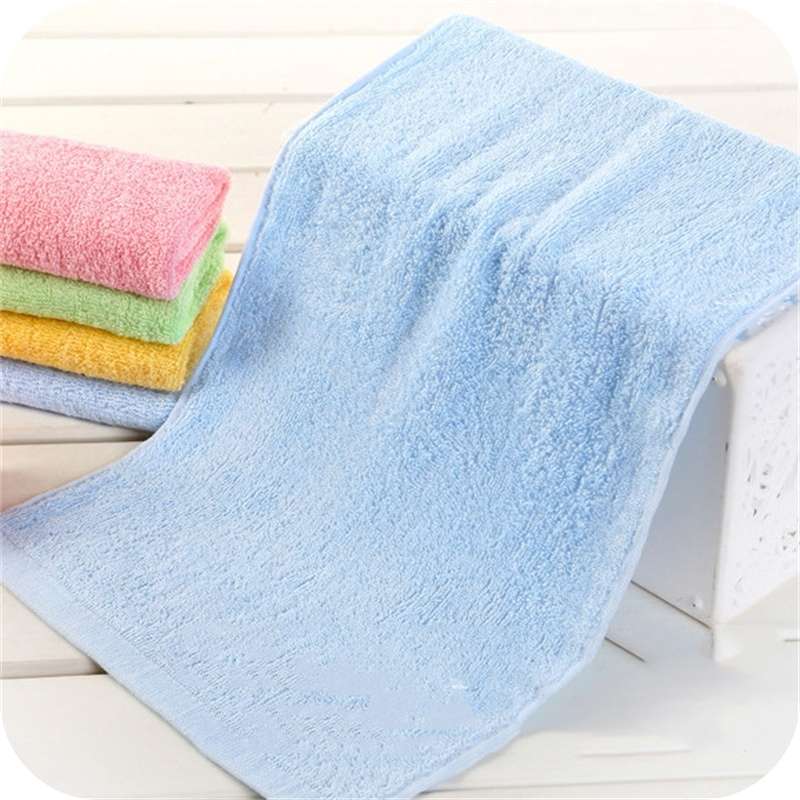 Showing the Blue Bamboo Fiber Solid Color Children's Towel