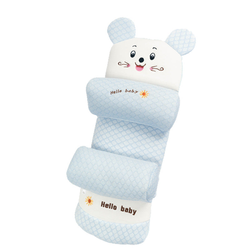 Showing the Blue Mouse Bamboo Fiber Cartoon Anti-Roll Baby Pillow