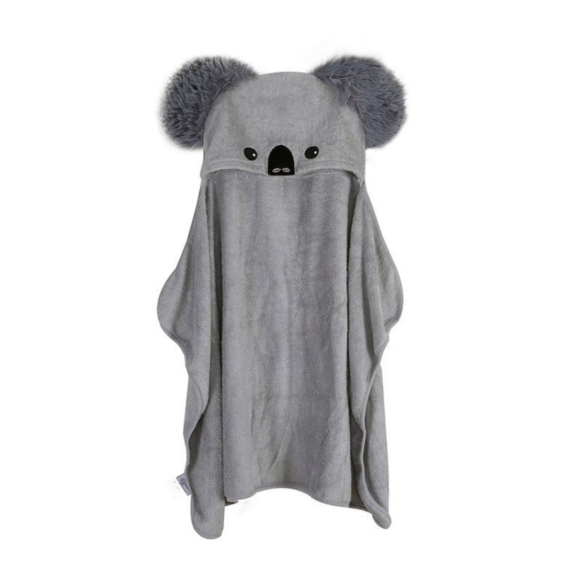 Showing the Closeup Koala Bamboo Fiber Cartoon Bath Towel with Cloak Hood