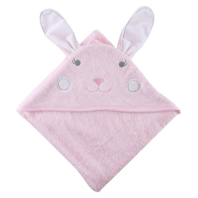 Showing the Closeup Rabbit Bamboo Fiber Cartoon Bath Towel with Cloak Hood