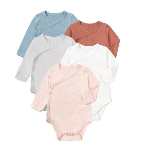Showing the Collection of the Bamboo Fiber Baby Long Sleeve Bodysuit Jumpsuit together