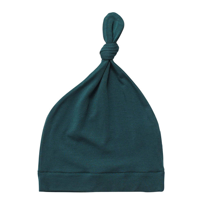 Showing the Dark Green Bamboo Fiber New Thin Baby Hat Pullover Beany