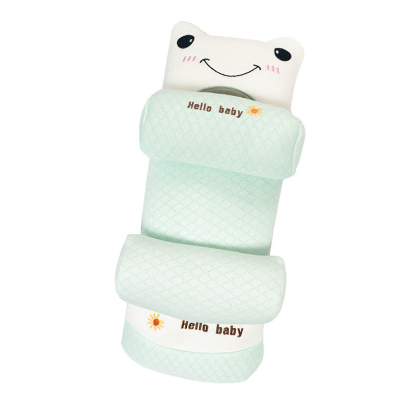 Showing the Green Frog Bamboo Fiber Cartoon Anti-Roll Baby Pillow
