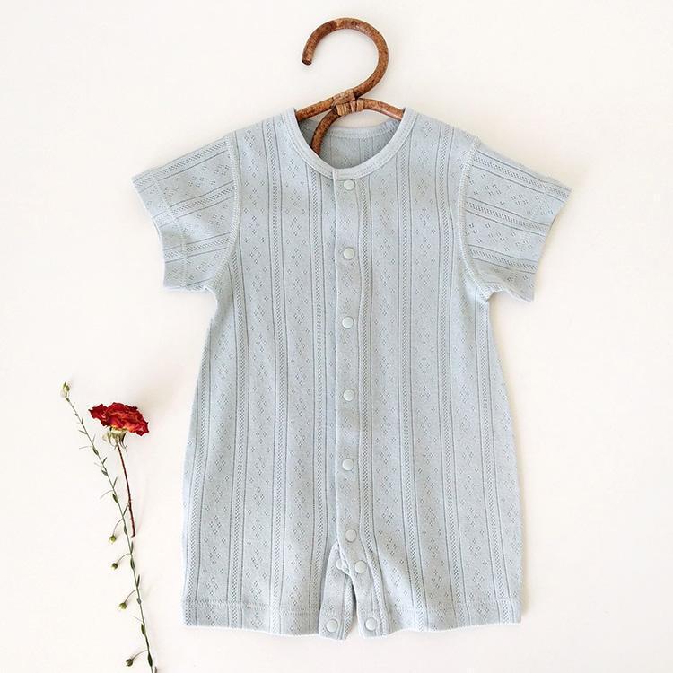 Showing the Grey Blue  Bamboo Fiber Baby Clothes One Piece