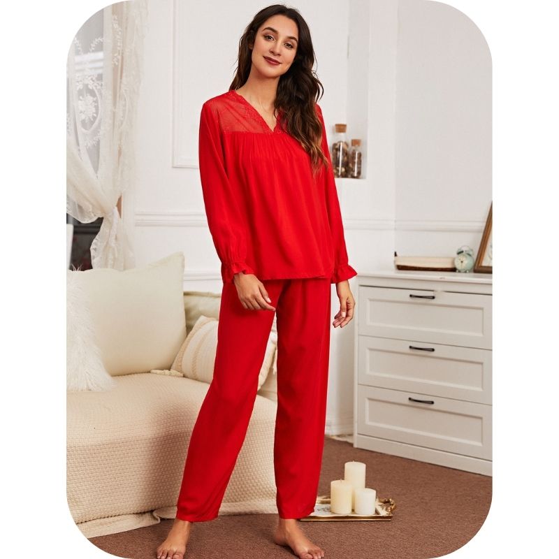 Showing the New Bamboo Fiber Pajamas Ladies Pullover Simple Casual Suit