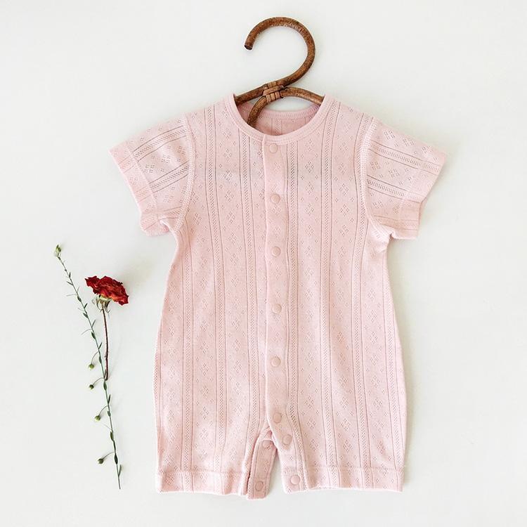 Showing the Orange Pink Bamboo Fiber Baby Clothes One Piece