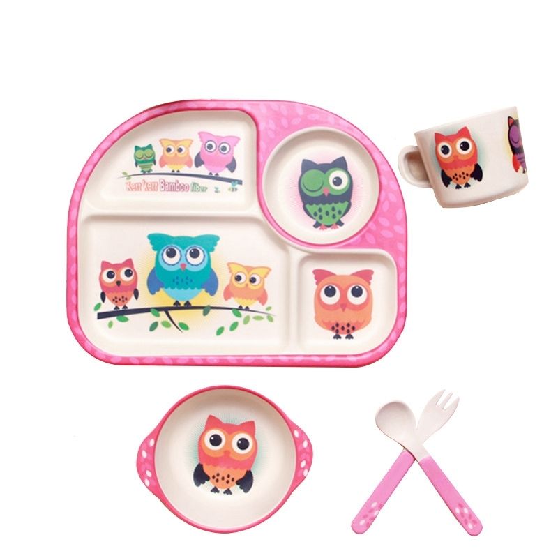 Showing the Owl Design Bamboo Fiber Children's Fun Tableware