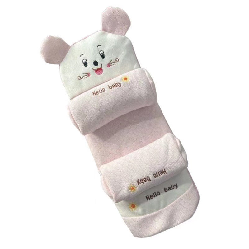 Showing the Pink Mouse Bamboo Fiber Cartoon Anti-Roll Baby Pillow