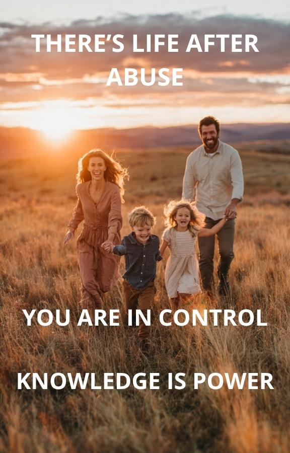 Family walking together in a field with motivational text overlay.